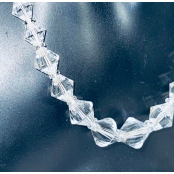 Vintage Single Strand Glass Crystal Faceted Beads Choker Necklace 16 in *READ* - Picture 4 of 6